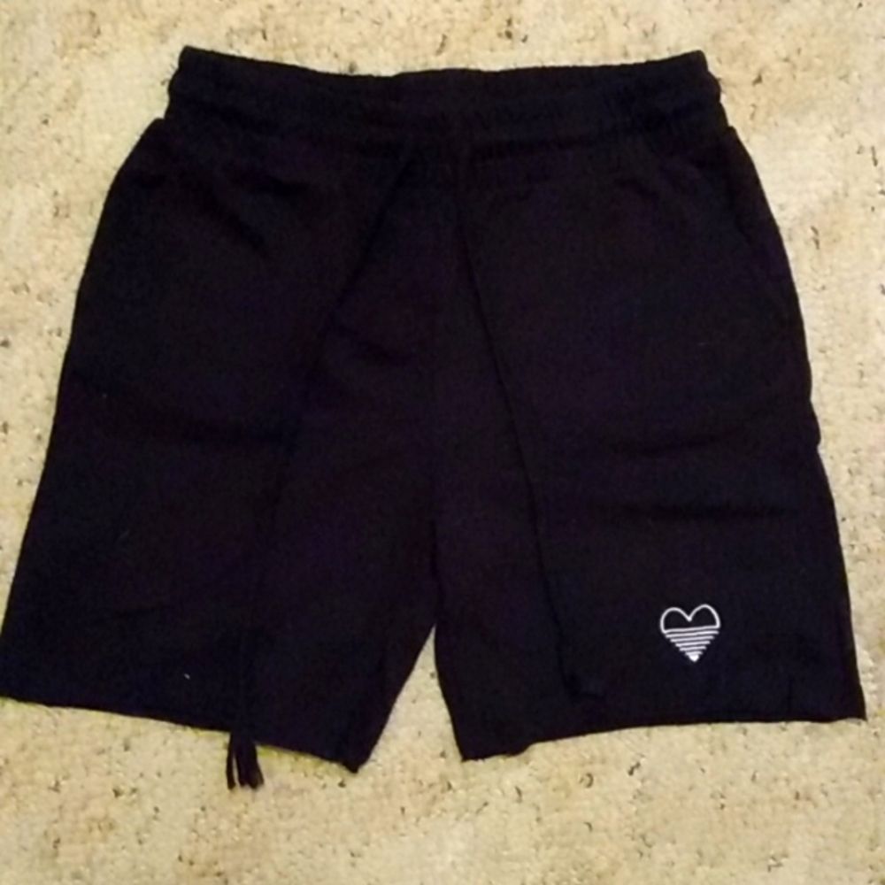 Black White Heart Stitch String Stretch Shorts